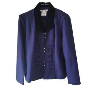 Miss Dorby Purple Embroidered Floral Blazer